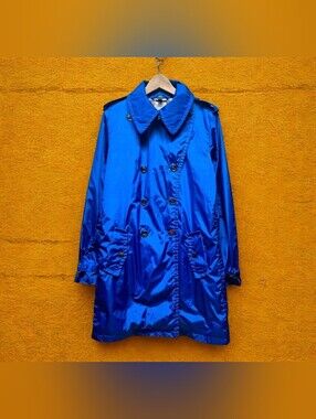 Vintage Burberry Rain Coat With Signature Check Liner Size 14